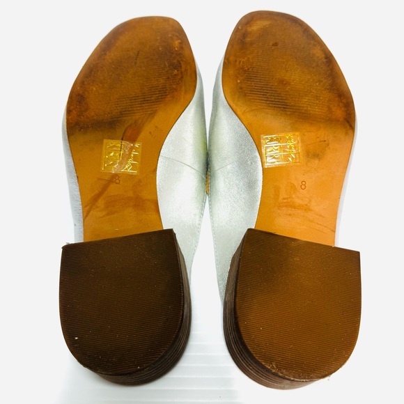 Madewell The Willa Silver Leather Mules Size 8 - Picture 11 of 13